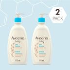 Aveeno Baby Lotion, Daily Moisturizing Cream for Sensitive Skin, Natural oat, Fragrance Free, Paraben Free, Pack of 2 (1064 ml Total) - LittleTreasures