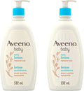 Aveeno Baby Lotion, Daily Moisturizing Cream for Sensitive Skin, Natural oat, Fragrance Free, Paraben Free, Pack of 2 (1064 ml Total) - LittleTreasures