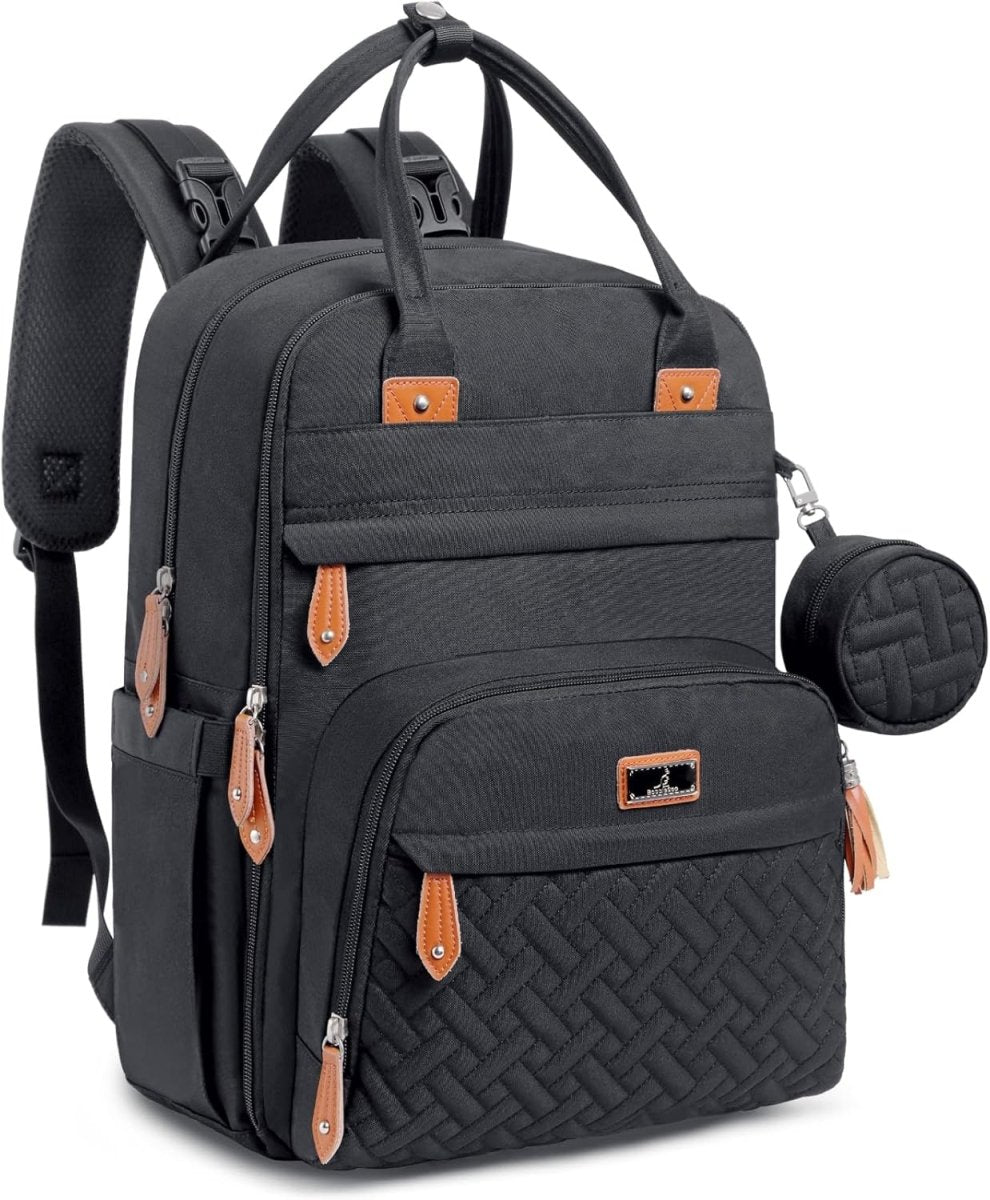 BabbleRoo Diaper Bag Backpack, Baby Essentials Travel Bag with Changing Pad, Stroller Straps & Pacifier Case - LittleTreasures