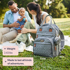 BabbleRoo Diaper Bag Backpack, Baby Essentials Travel Bag with Changing Pad, Stroller Straps & Pacifier Case - LittleTreasures