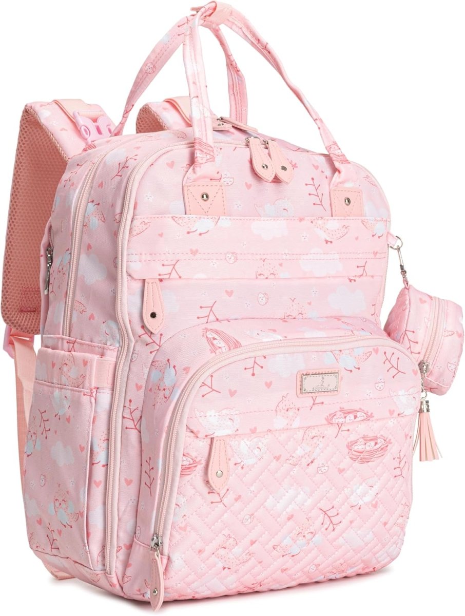 BabbleRoo Diaper Bag Backpack, Baby Essentials Travel Bag with Changing Pad, Stroller Straps & Pacifier Case - LittleTreasures