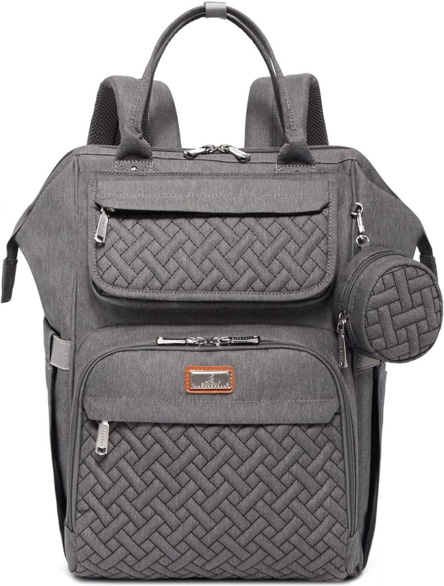 BabbleRoo Diaper Bag Backpack, Multifunction Nappy Changing Bag with Changing Pad, Stroller Straps & Pacifier Case - LittleTreasures