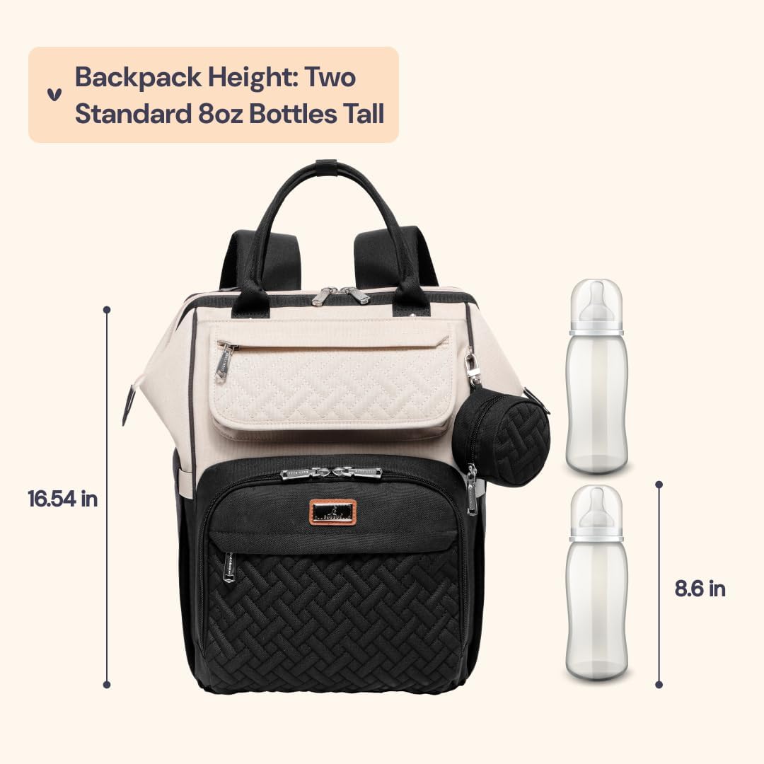 BabbleRoo Diaper Bag Backpack, Multifunction Nappy Changing Bag with Changing Pad, Stroller Straps & Pacifier Case - LittleTreasures