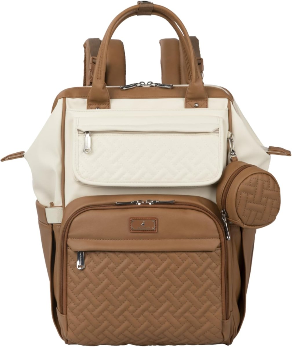 BabbleRoo Diaper Bag Backpack, Multifunction Nappy Changing Bag with Changing Pad, Stroller Straps & Pacifier Case - LittleTreasures