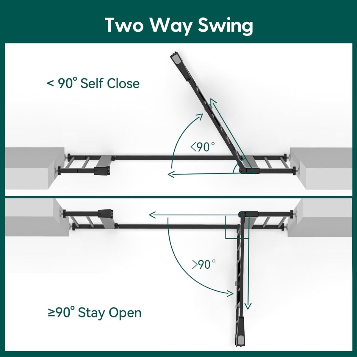 BABELIO Baby Gate with Cat Door - 29 - 43" Adjustable Metal Safety Gates for Doorways & Stairs, Auto Close Dog Gate with Small Pet Door, Includes 4 Wall Cups and 3 Extension Pieces, Black - LittleTreasures
