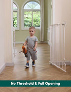 Babelio No Bottom Bar Baby/Dog Gate for Stairs and Doorways | Easy to Remove and Install | Auto Close Function | Extra - Wide Walk Thru Door (White - R30 Flexpro) - LittleTreasures