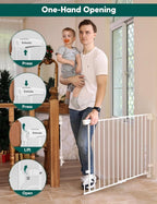 Babelio No Bottom Bar Baby/Dog Gate for Stairs and Doorways | Easy to Remove and Install | Auto Close Function | Extra - Wide Walk Thru Door (White - R30 Flexpro) - LittleTreasures