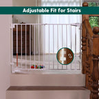 Babelio No Bottom Bar Baby/Dog Gate for Stairs and Doorways | Easy to Remove and Install | Auto Close Function | Extra - Wide Walk Thru Door (White - R30 Flexpro) - LittleTreasures