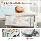 Baby Bassinet, Bedside Sleeper for Baby with Wheels and Storage Basket,All Mesh Portable Bassinet for Newborn,6 Height Adjustable Easy to Assemble Bedside Crib (Upgrade Grey) - LittleTreasures