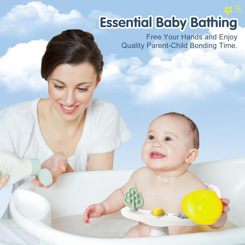 Baby Bath Seat for Babies 6 Months & Up, Non - Slip with Suction Cups, Safe & Comfortable Infant Bath Seat for Bathtub, Grey - LittleTreasures