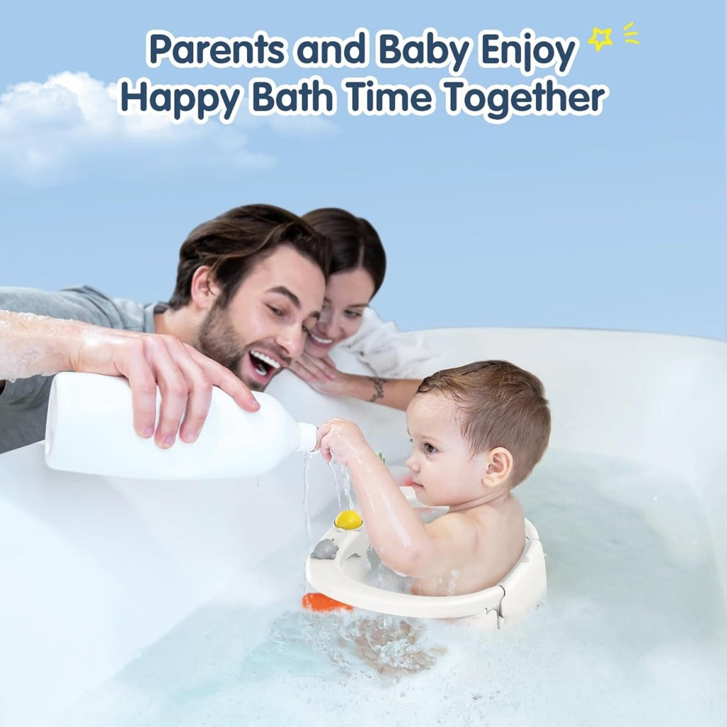 Baby Bath Seat for Babies 6 Months & Up, Non - Slip with Suction Cups, Safe & Comfortable Infant Bath Seat for Bathtub, Grey - LittleTreasures