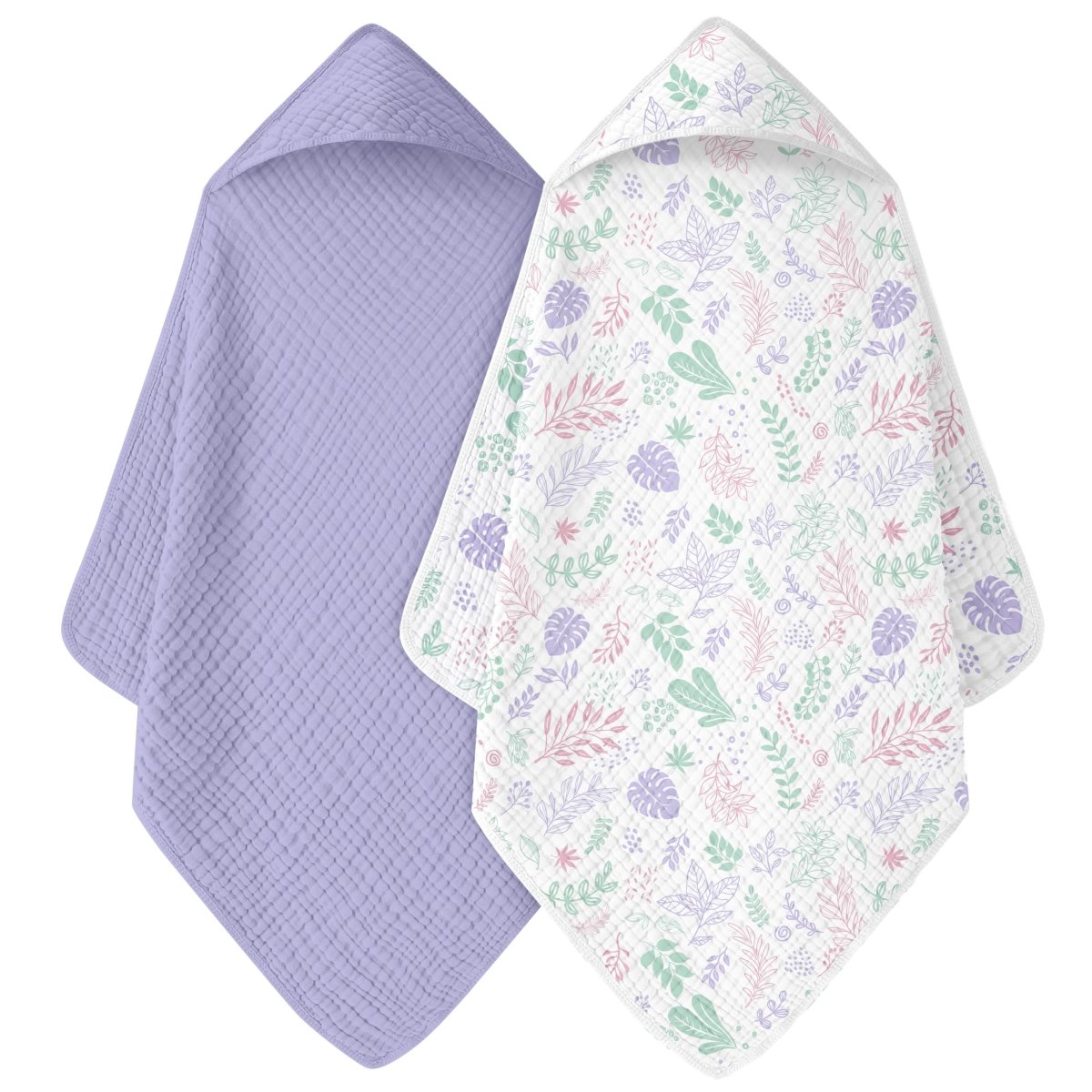 Baby Bath Towels, 100% Muslin Cotton Hooded Baby Towels for Newborn, Infant and Toddler, 2 Pack Soft and Absorbent Unisex Bath Essentials with Large 32x32Inch Size - LittleTreasures