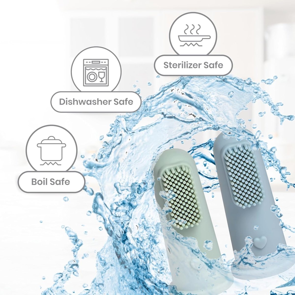 Baby Bliss 2 Pack Baby Toothbrush First Stage, 100% Food Grade Silicone Baby Tongue Cleaner Newborn Infant Toothbrush, Extra Soft Baby Finger Toothbrush, 0 Months + - LittleTreasures