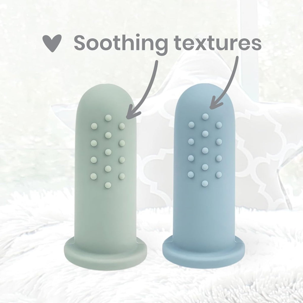 Baby Bliss 2 Pack Baby Toothbrush First Stage, 100% Food Grade Silicone Baby Tongue Cleaner Newborn Infant Toothbrush, Extra Soft Baby Finger Toothbrush, 0 Months + - LittleTreasures