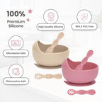 Baby Bliss Silicone Feeding Set - BPA - Free, Suction Bowls & Spoons - LittleTreasures