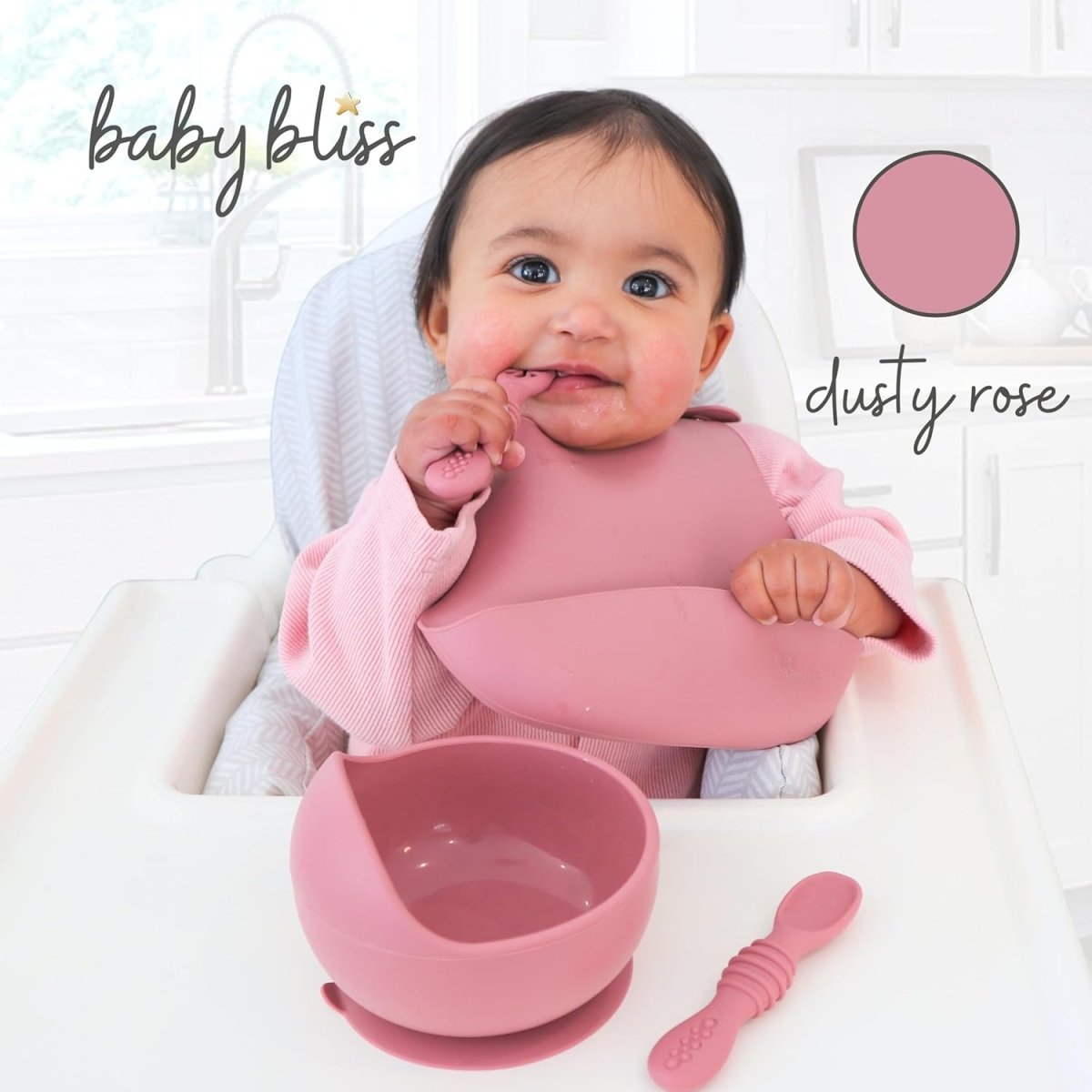 Baby Bliss Silicone Feeding Set - BPA - Free, Suction Bowls & Spoons - LittleTreasures