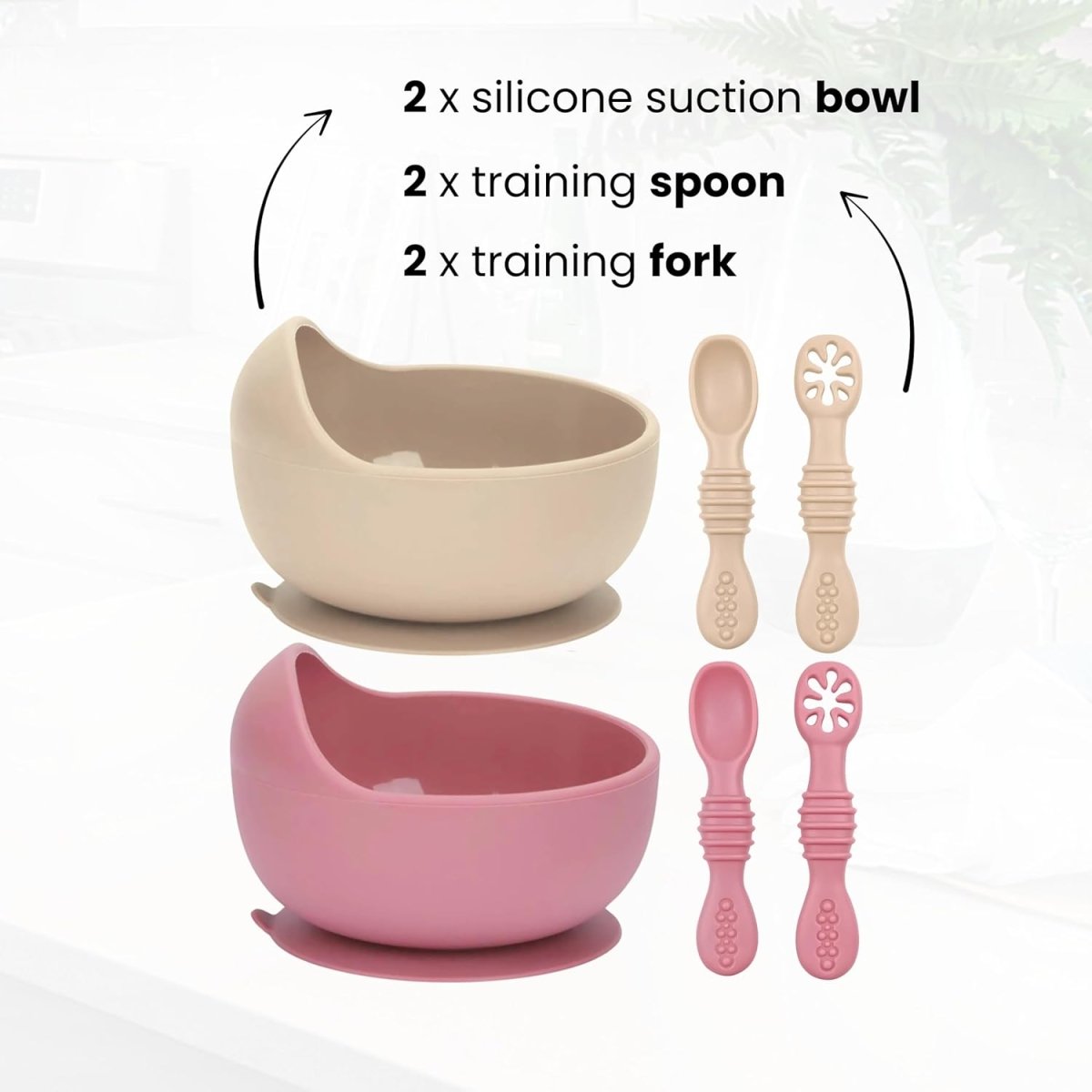 Baby Bliss Silicone Feeding Set - BPA - Free, Suction Bowls & Spoons - LittleTreasures