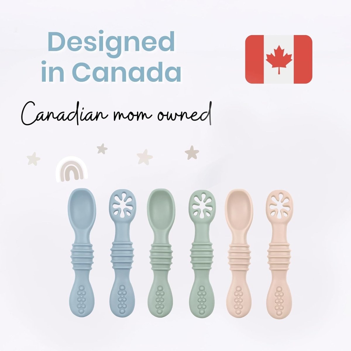 Baby Bliss Silicone Self - Feeding Spoons - Safe, BPA - Free (6 Pack) - LittleTreasures