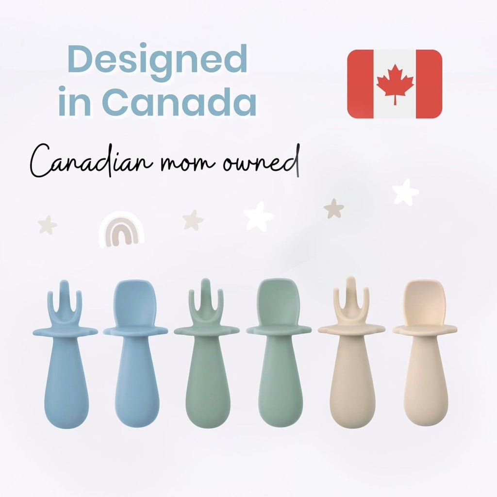 Baby Bliss Silicone Self - Feeding Toddler Spoon & Fork Set - LittleTreasures