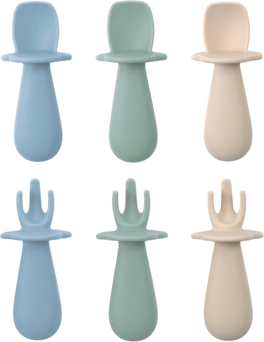 Baby Bliss Silicone Self - Feeding Toddler Spoon & Fork Set - LittleTreasures