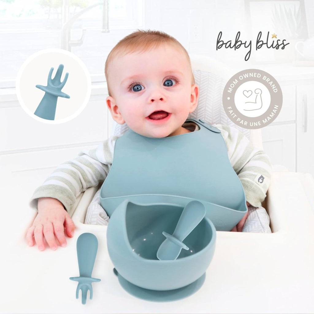 Baby Bliss Silicone Self - Feeding Toddler Spoon & Fork Set - LittleTreasures