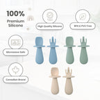 Baby Bliss Silicone Self - Feeding Toddler Spoon & Fork Set - LittleTreasures