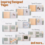 Baby Book Keepsake Memory Book (9.5”x8.5”), Hardcover Album w/Enclosed Spiral Binding, Baby Photo Albums w/Winnie the Pooh Graphics & Milestone Cards, Scrapbook Album - LittleTreasures