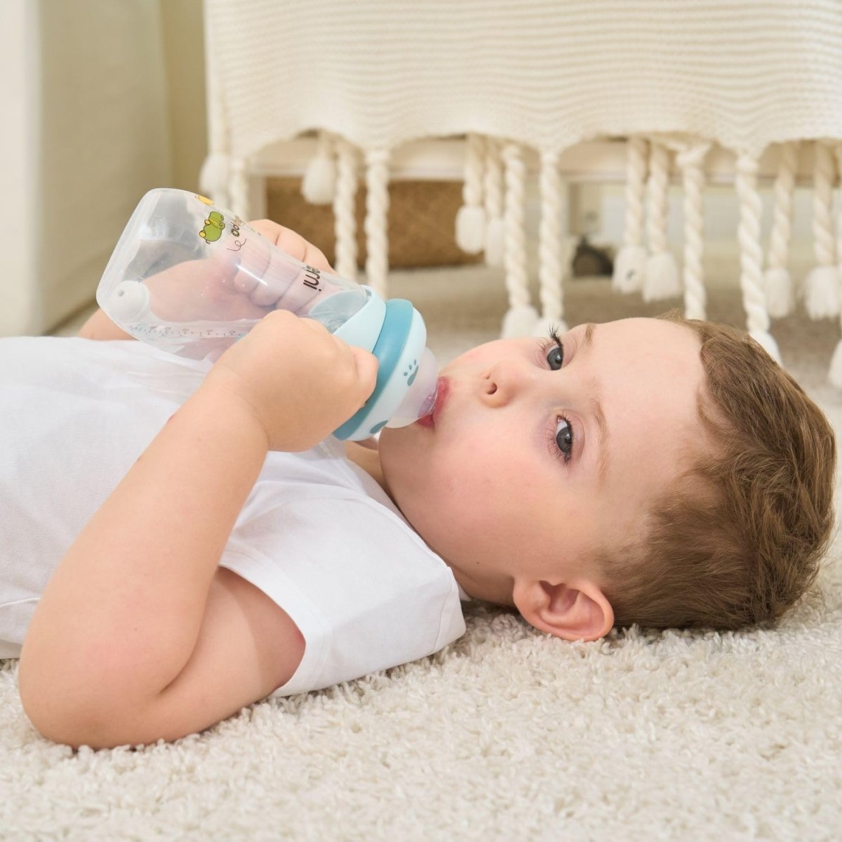 Baby Bottle 330ml, 11oz Weighted Straw Toddler Milk Feeding Bottle with Size “+” Variable Flow Teat for 12m+, Pink/ 2 Pack - LittleTreasures