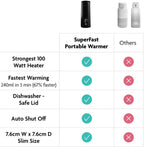 Baby Brezza SuperFast Portable Baby Bottle Warmer – 3x Faster - Travel Breastmilk Warmer and Formula Warmer - Safe, Even Heating - Up to 9oz - No Adapters, Black - LittleTreasures