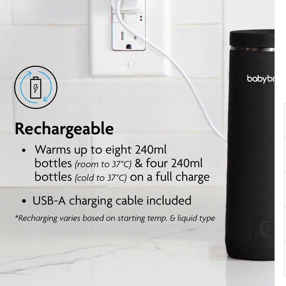 Baby Brezza SuperFast Portable Baby Bottle Warmer – 3x Faster - Travel Breastmilk Warmer and Formula Warmer - Safe, Even Heating - Up to 9oz - No Adapters, Black - LittleTreasures