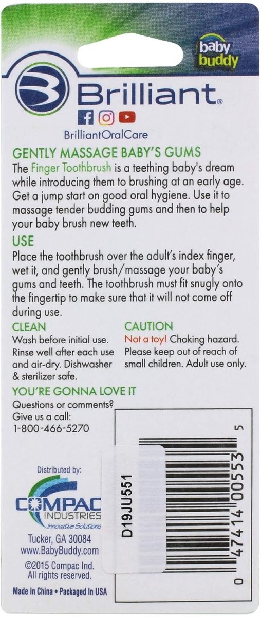 Baby Buddy Silicone Finger Toothbrush, Blue - LittleTreasures