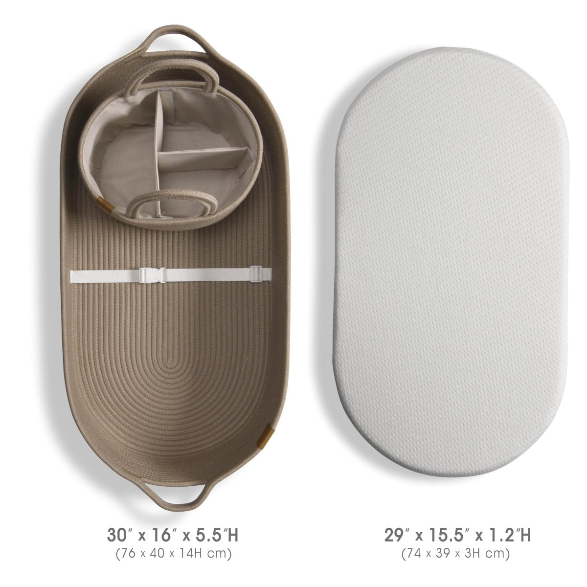 Baby Changing Basket includes Diaper Caddy - Soft & Waterproof Dual - Cover, Portable, Changing Pad for Dresser & Changing Table, Gift for Baby Shower, Organic Cotton Rope - LittleTreasures