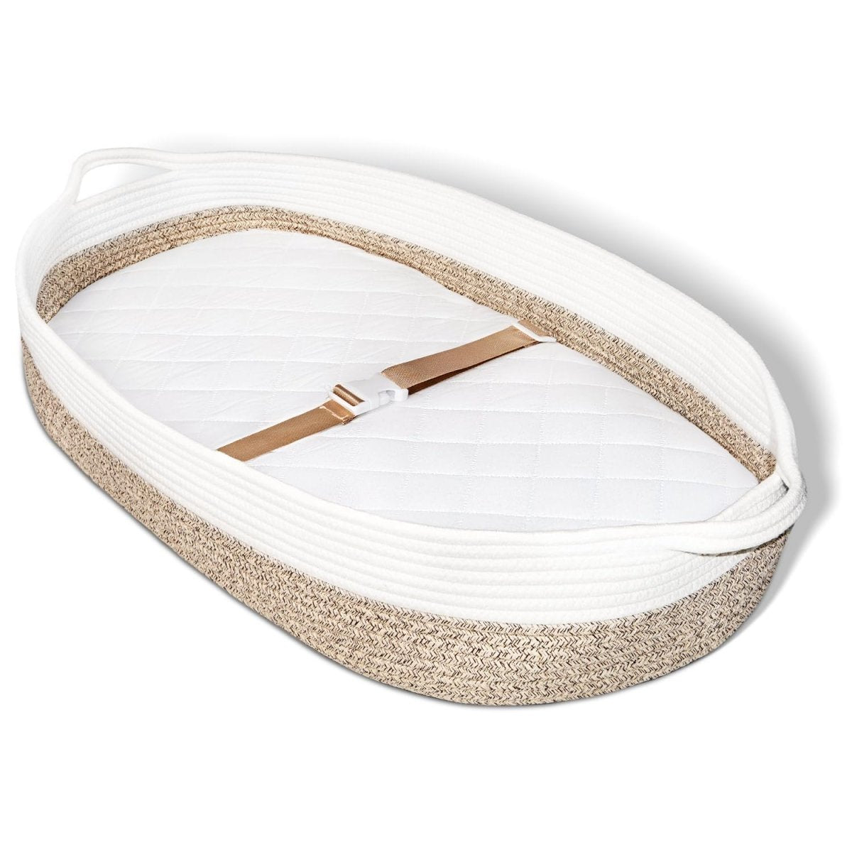 Baby Changing Basket with Diaper Changing Pad, Breathable & Waterproof Dual - Cover Foldable Portable Travel Cotton Rope Baby Changing Mat for Dresser & Table Gift for Baby Shower - LittleTreasures