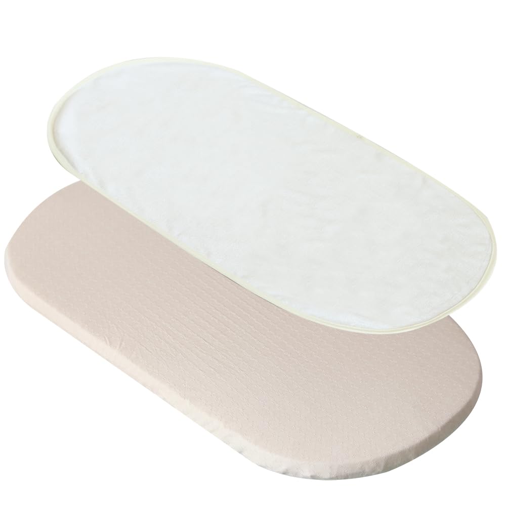 Baby Cradle Mattress Pad Oval Crib Bassinet Foam Mattress with Removable Organic Cotton Cover and Waterproof Pad Liner - LittleTreasures