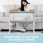 Baby Delight Beside Me Serenity Bassinet | Lightweight Bedside Sleeper & Baby Bassinet | 7 - Position Height Adjustment | 100% GOTS Certified Organic Cotton Fabric | Organic Sage - LittleTreasures