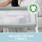 Baby Delight Beside Me Serenity Bassinet | Lightweight Bedside Sleeper & Baby Bassinet | 7 - Position Height Adjustment | 100% GOTS Certified Organic Cotton Fabric | Organic Sage - LittleTreasures