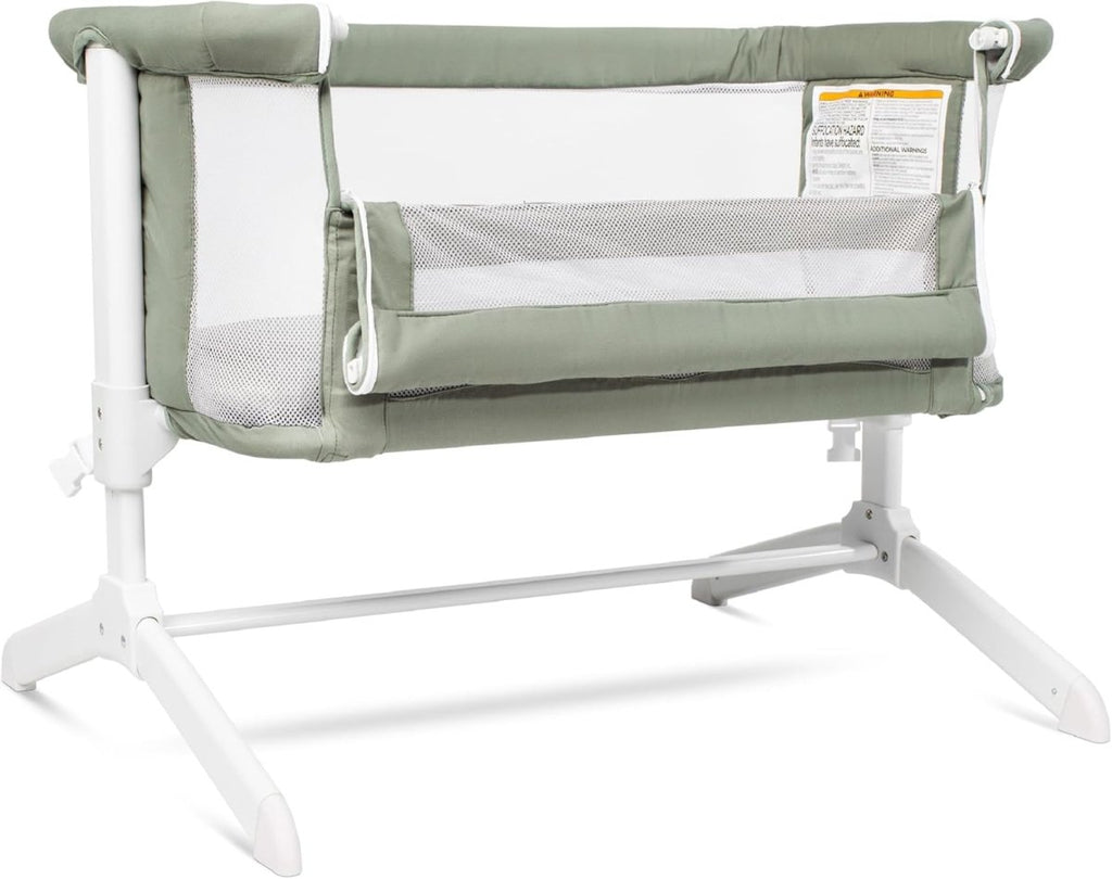 Baby Delight Beside Me Serenity Bassinet | Lightweight Bedside Sleeper & Baby Bassinet | 7 - Position Height Adjustment | 100% GOTS Certified Organic Cotton Fabric | Organic Sage - LittleTreasures