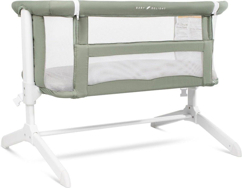 Baby Delight Beside Me Serenity Bassinet | Lightweight Bedside Sleeper & Baby Bassinet | 7 - Position Height Adjustment | 100% GOTS Certified Organic Cotton Fabric | Organic Sage - LittleTreasures