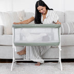 Baby Delight Beside Me Serenity Bassinet | Lightweight Bedside Sleeper & Baby Bassinet | 7 - Position Height Adjustment | 100% GOTS Certified Organic Cotton Fabric | Organic Sage - LittleTreasures