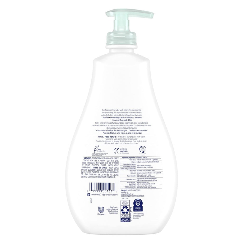 Baby Dove Tip to Toe Baby Wash Sensitive Moisture hypoallergenic and fragrance free 591 ml - LittleTreasures