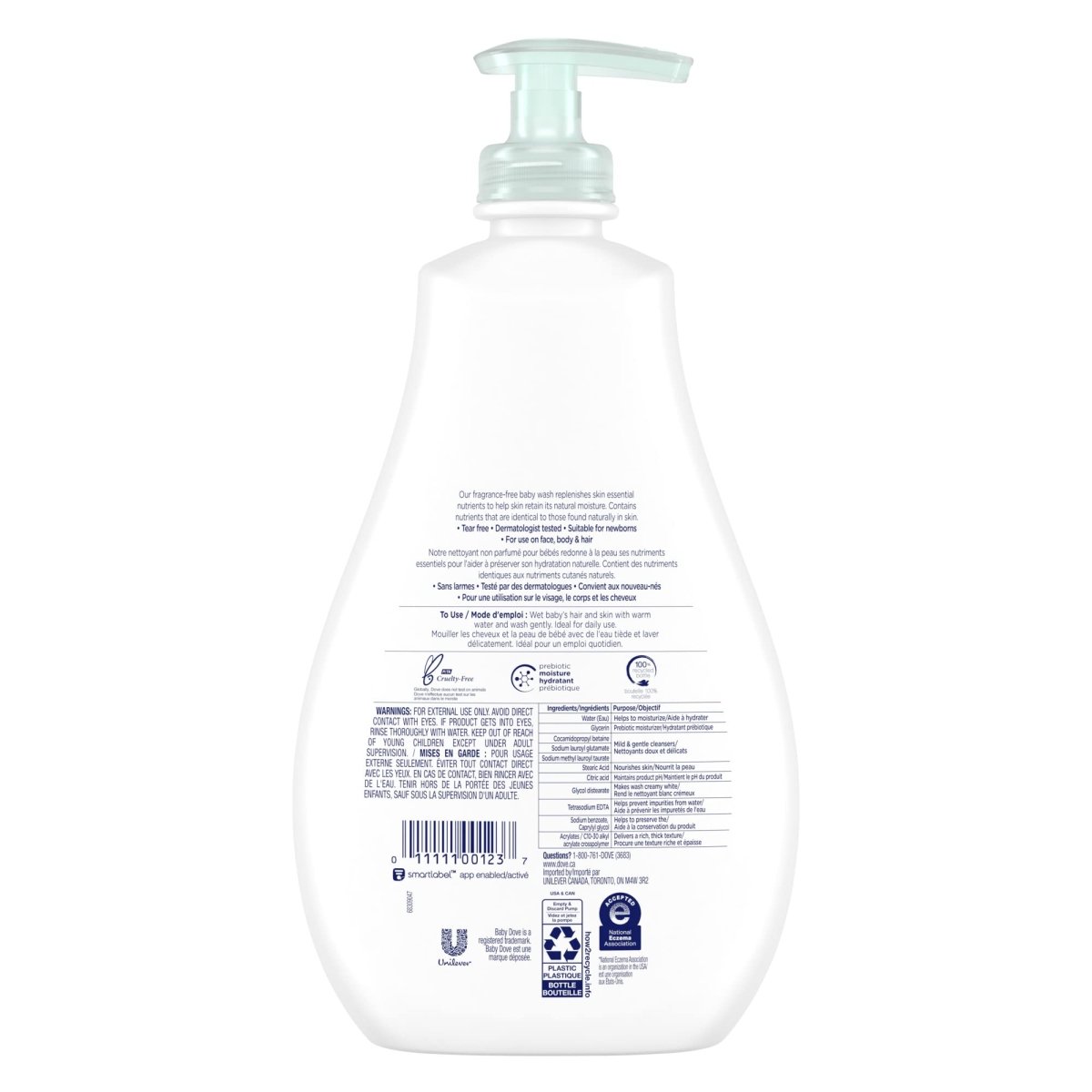 Baby Dove Tip to Toe Baby Wash Sensitive Moisture hypoallergenic and fragrance free 591 ml - LittleTreasures
