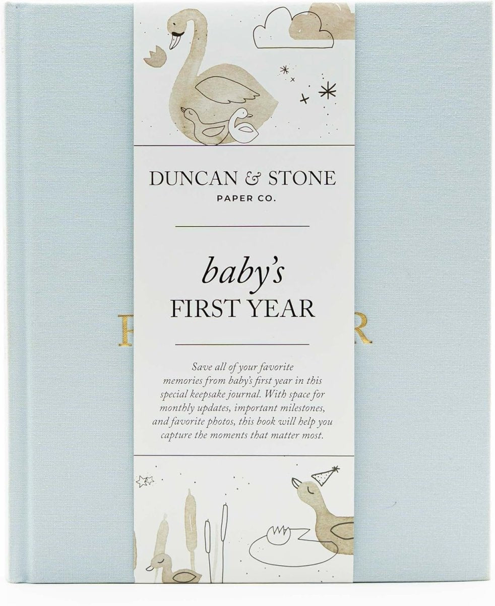Baby First Year Book - Heirloom Keepsake Baby Memory Book to Record Important Milestones, Photos & More - Pregnancy Books (Sky Blue,112 Pages) - LittleTreasures