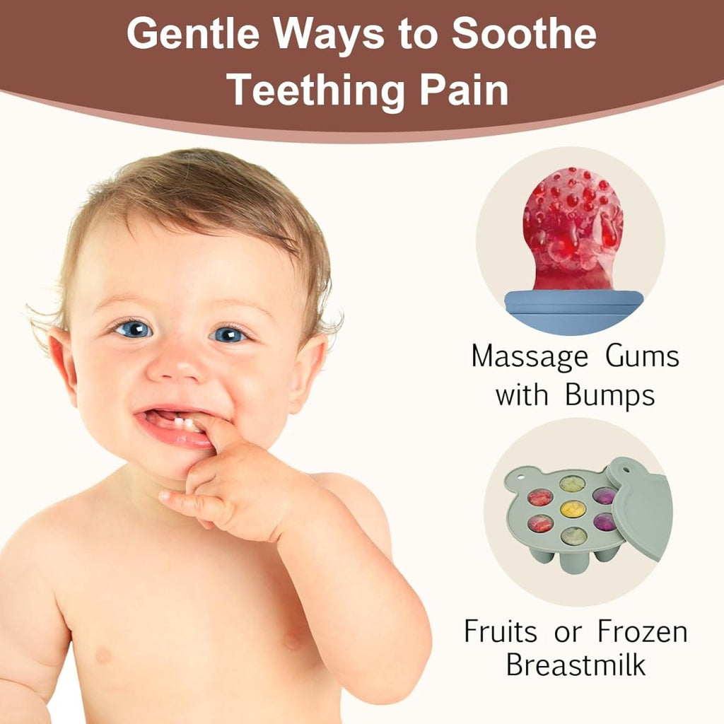 Baby Fruit Feeder Pacifier - Silicone Feeder Baby - BPA - free Frozen Food Feeder Breast Milk Popsicle Mold - Teething Relief Baby 4M+ Eating Feeding Essentials((Bear Green) - LittleTreasures