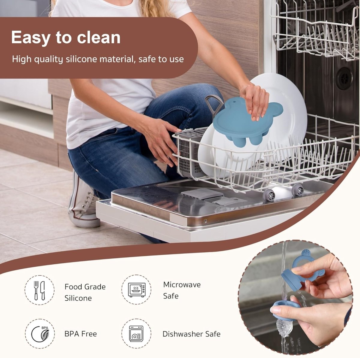 Baby Fruit Feeder Pacifier - Silicone Feeder Baby - BPA - free Frozen Food Feeder Breast Milk Popsicle Mold - Teething Relief Baby 4M+ Eating Feeding Essentials((Bear Green) - LittleTreasures