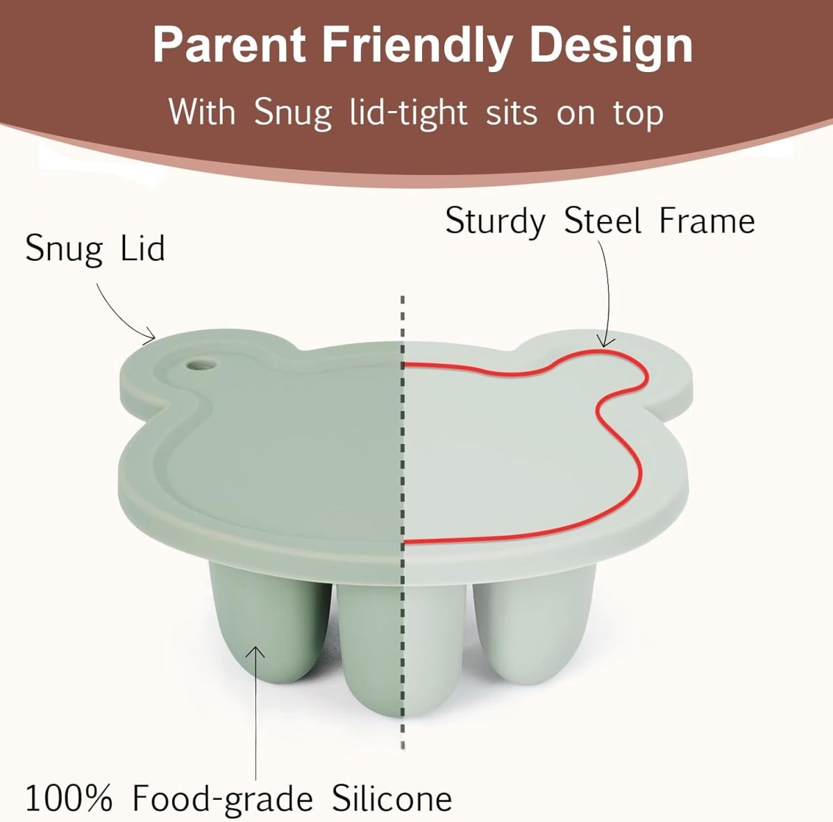 Baby Fruit Feeder Pacifier - Silicone Feeder Baby - BPA - free Frozen Food Feeder Breast Milk Popsicle Mold - Teething Relief Baby 4M+ Eating Feeding Essentials((Bear Green) - LittleTreasures