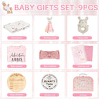 Baby Gift Set Baby Shower Gifts Basket for Newborns New Born Baby Girls Gift Set Pink Baby Gift Basket with Baby Rattle Swaddle Blanket Decision Coin Security Blanket Gender Reveal Gifts for Baby Girl - LittleTreasures