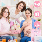 Baby Gift Set Baby Shower Gifts Basket for Newborns New Born Baby Girls Gift Set Pink Baby Gift Basket with Baby Rattle Swaddle Blanket Decision Coin Security Blanket Gender Reveal Gifts for Baby Girl - LittleTreasures