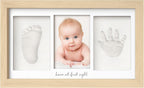 Baby Hand and Footprint Kit - Clay Handprint Keepsake Frame, Newborn Nursery Picture Frame, Personalized New Mom Gifts for Baby Shower & Registry (Alpine White) - LittleTreasures