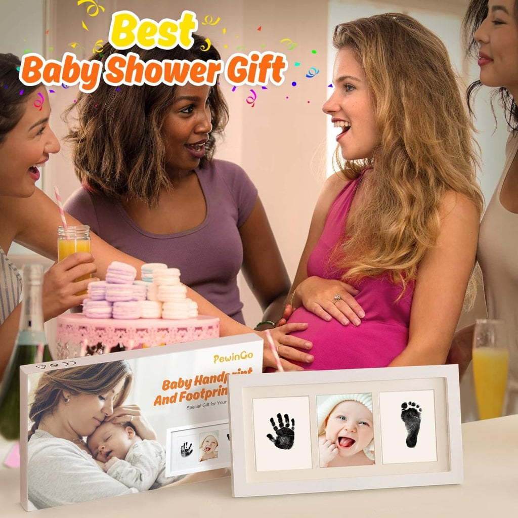 Baby Hand and Footprint Kit,Inkless Baby Handprint Kit with 2 Safe Clean - Touch Ink Pads and a Wooden Baby Picture Frames for Newborn,Baby Gifts for New Parent,Grandparent,Baby Shower - LittleTreasures