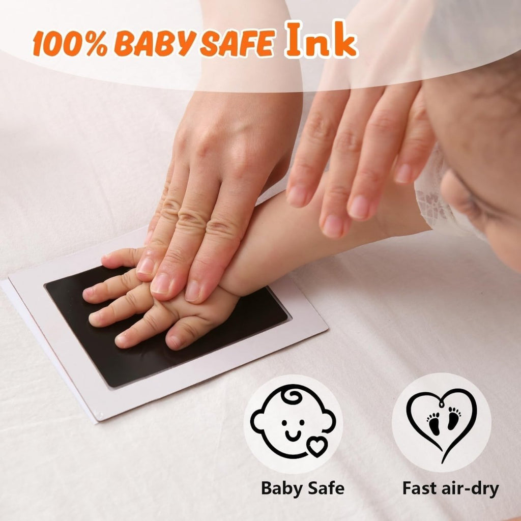 Baby Hand and Footprint Kit,Inkless Baby Handprint Kit with 2 Safe Clean - Touch Ink Pads and a Wooden Baby Picture Frames for Newborn,Baby Gifts for New Parent,Grandparent,Baby Shower - LittleTreasures